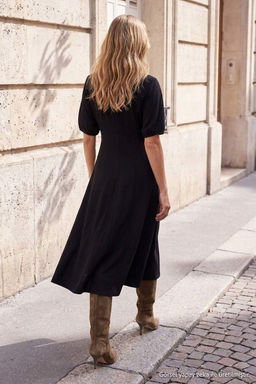 Wardrobe Essentials Siyah Shift/D_z Kesim Maxi Dokuma Elbise TWOAW27EL00036 - Trendyolmilla фото 4