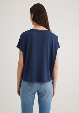 Lux Touch TENCEL TM Lacivert Basic Tisort - Mavi фото 4