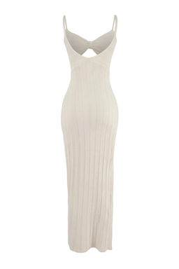 Koyu Kahverengi Triko Ajurlu Maxi Cut Out Detayl? Plaj Elbise TBESS26EL00043 - Trendyolmilla фото 7