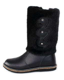 Унты женские на войлочной подошве.Черн., Черная "норка". Молния