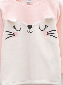 Bisiklet Yaka Uzun Kollu Bask?l? Kadife K?z Bebek Pijama Tak?m? - Waikiki фото 3