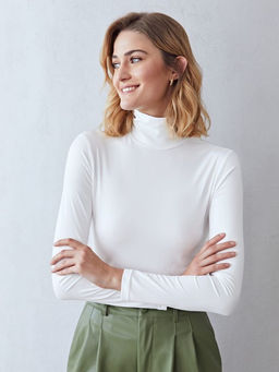 K12909 Водолазка (хлопок) БЕЛЫЙ