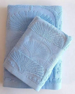 Махровое полотенце Пальма- ГОЛУБОЙ 70*140 см. хлопок 100%