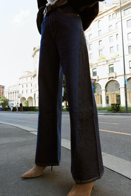 Z1975 WIDE-LEG HIGH-WAIST JEANS WITH COMBINED FABRIC - Zara фото 2