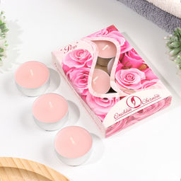 Набор свечей ароматических чайных «Роза», 3.8×1.6 см, 3.5 ч, 12 г, 6 шт.