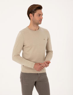 Kum Melanj Slim Fit Bisiklet Yaka Basic Triko Kazak - Pierre cardin фото 3