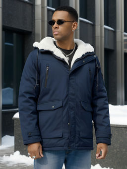 Парка зимняя с мехом темно-синего цвета до минус  -30° - Mtforce фото 20