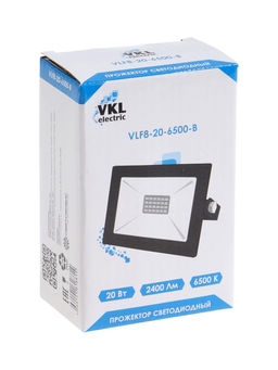 Прожектор светодиодный VKL electric,  20 Вт, 2400 Лм, 6500К, IP65, 220V, черный, свеч. хол. бел. 109