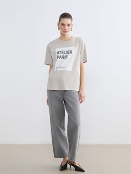 Paris Bask?l? Oversize Kad?n Ti??rt