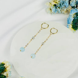 Серьги на цепочке из Аквамарина и Лабрадора