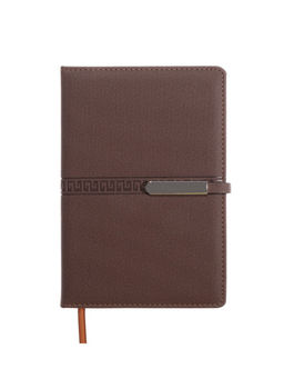Ежедневник недатированный А5, с хлястиком, 112 листов, в линейку, пвх, коричневый