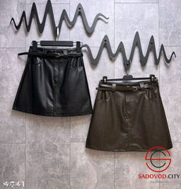 Юбка из матовой экокожи с ремнем - Bruno фото 6