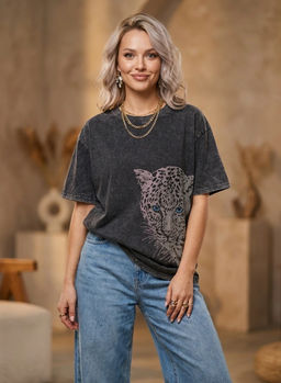 K13508 Футболка OVER SIZE (хлопок) ЧЕРНЫЙ