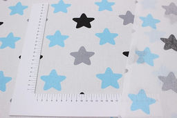 Поплин Пряничные звезды черно-серо-бирюзовые , СОРТ2, ш.1.5м, хлопок-100%, 115гр/м.кв - Купава фото 3