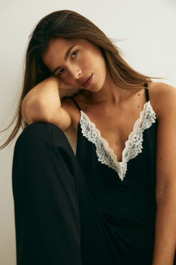 Pijama de canal? con ribetes de encaje - H&m фото 6