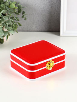 Шкатулка для украшений Giulia, пластик, кожзам, 6 ячеек, 10 полос, красная, 13.5?11.5?5.5 см