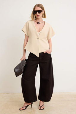 Bej Oversize K?sa Kollu Yelek TWOSS26YE00061