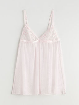 V Yaka Puantiyeli Ask?l? Kad?n Fantezi Gecelik