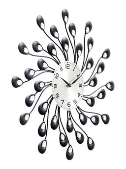 Часы настенные интерьерные Лепестки с кристаллами, серия: Ажур, бесшумные, плавный ход, 38?38 см, d=13 см, от батарейки 1?АА
