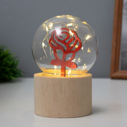 Фигурка светящаяся RISALUX Роза, LED-ночник, 3?AG10, шар-8 см, 6.5?6.5?11.5 см