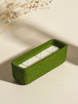 Свеча в вулканическом подсвечнике "Ящик" 3 хлопковых фитиля, зелёная 5,2х15х4,7 см