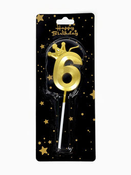 Цена за 3 шт. Свеча для торта «Корона» цифра 6