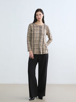 Bisiklet Yaka Desenli Bluz