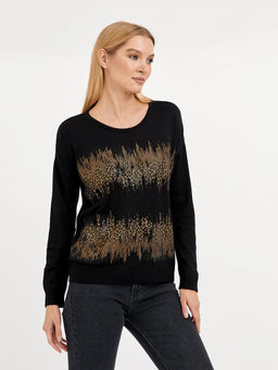 джемпер женский черный со стразами - Glenfield фото 4