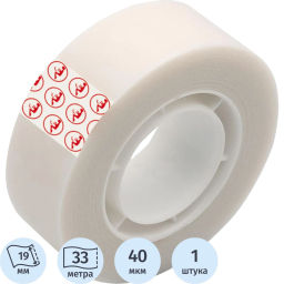 Клейкая лента канцелярская KORES 19х33 невидимая 53319