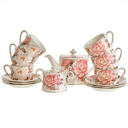 МЛ161P/14 Чайный набор 14 пр. (чашка 250 мл, зав. чайник 900 мл) "Японский пион" в под. коробке