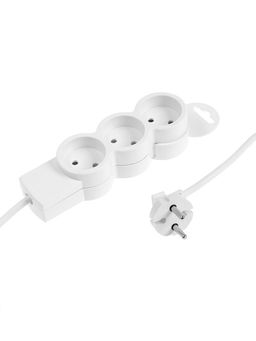 Удлинитель бытовой В приДАЧУ, 3 гнезда, 1,5м, 10 А, 2200 вт, ПВС 2×0,75мм2, без заземления, белый 10