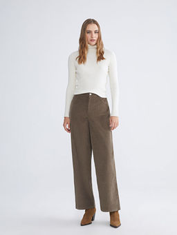 Beli Lastikli Kadife Kad?n Pantolon