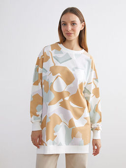 Bisiklet Yaka Desenli Kad?n Sweatshirt Tunik