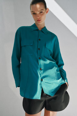 CAMISA FLUIDA BOLSILLOS ZW COLLECTION / Petr?leo