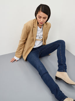 Утепленные женские джинсы зауженного кроя на Байке