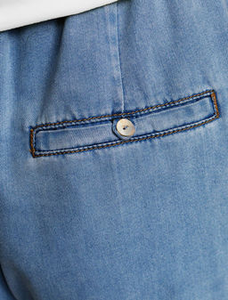 Брюки-палаццо с поясом на резинке из джинсового лиоцелла - Vilatte фото 3