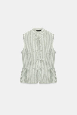 TOP RAYAS LAZOS HILO METALIZADO / Verde / Crudo - Zara фото 6