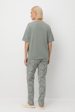 Е 20142/зеленый чай,тропические листья пижама жен