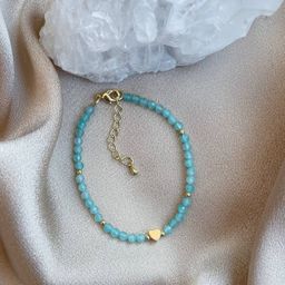 Браслет "Сердце" из Амазонита огранка 18 см +