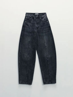 Джинсы barrel с высокой посадкой с декоративной строчкой / Zarina