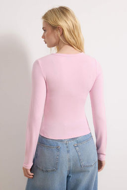 Ac?k Pembe Onu Full C?tc?tl? Fitted/Vucuda Oturan Orme Bluz TWOAW26BZ00193