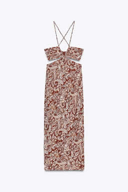 PRINTED MIDI DRESS WITH CUT OUT DETAIL - Zara фото 6