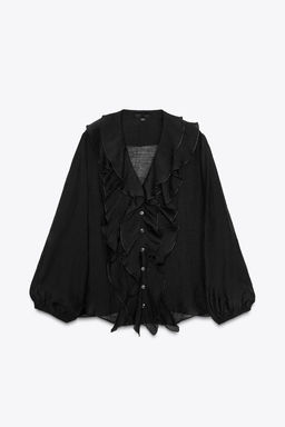 ZW COLLECTION RUFFLED SHIRT - Zara фото 6