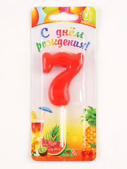 Цена за 3 шт. Свеча в торт «Красная», цифра 7