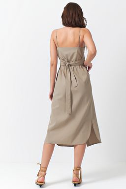 Хлопковое платье с отрезной талией светло-зеленое