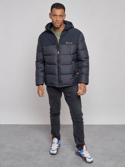 Куртка мужская зимняя с капюшоном спортивная великан темно-синего цвета 8377TS - Wonderrman фото 9