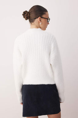 Ekru Sakal/Yumos Iplikli Crop/K?sa Triko Kazak TWOAW26KZ00192 - Trendyolmilla фото 4