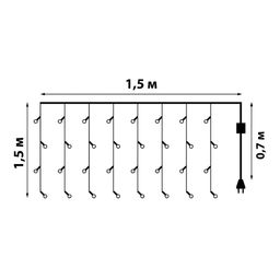 ULD-C1515-160/DTA WARM WHITE IP20 Занавес светодиодный с контроллером, 1,5х1,5м. 160 светодиодов. Теплый белый свет. Провод прозрачный. TM Uniel. - Volpe фото 11