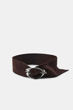 100% SUEDE LEATHER BELT WITH ORGANIC BUCKLE - Zara фото 3