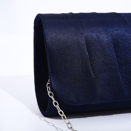 Клатч, отдел на клапане, длинная цепь, цвет синий - Simaland фото 4
